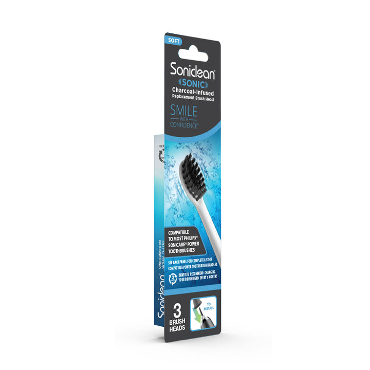 Soniclean Charcoal-Infused Replacement Brush Heads- Ultra, Pro 4800, Pro 5800, Soniclean Lux, Soniclean Connect, Dentiguard 57594